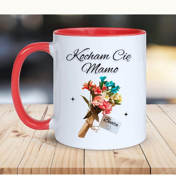 Cadeau personnalisé maman Pologne, tasse polonaise je t'aime maman, cadeau fête des mères, cadeau pour maman, cadeau d'anniversaire, Prezent dla Mamy, Dzien Matki