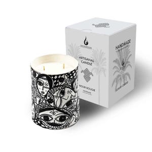 Reusable Ceramic Scented Candle with Hand-Painted Moroccan-inspired Design