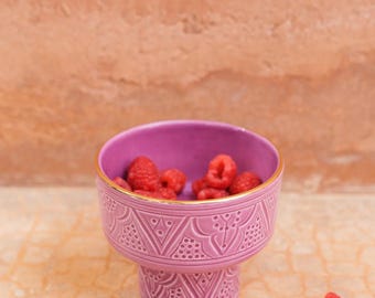 Elegant Lilac Ceramic Bowls - Artisanal Moroccan Serveware Trio in Lavender Hue