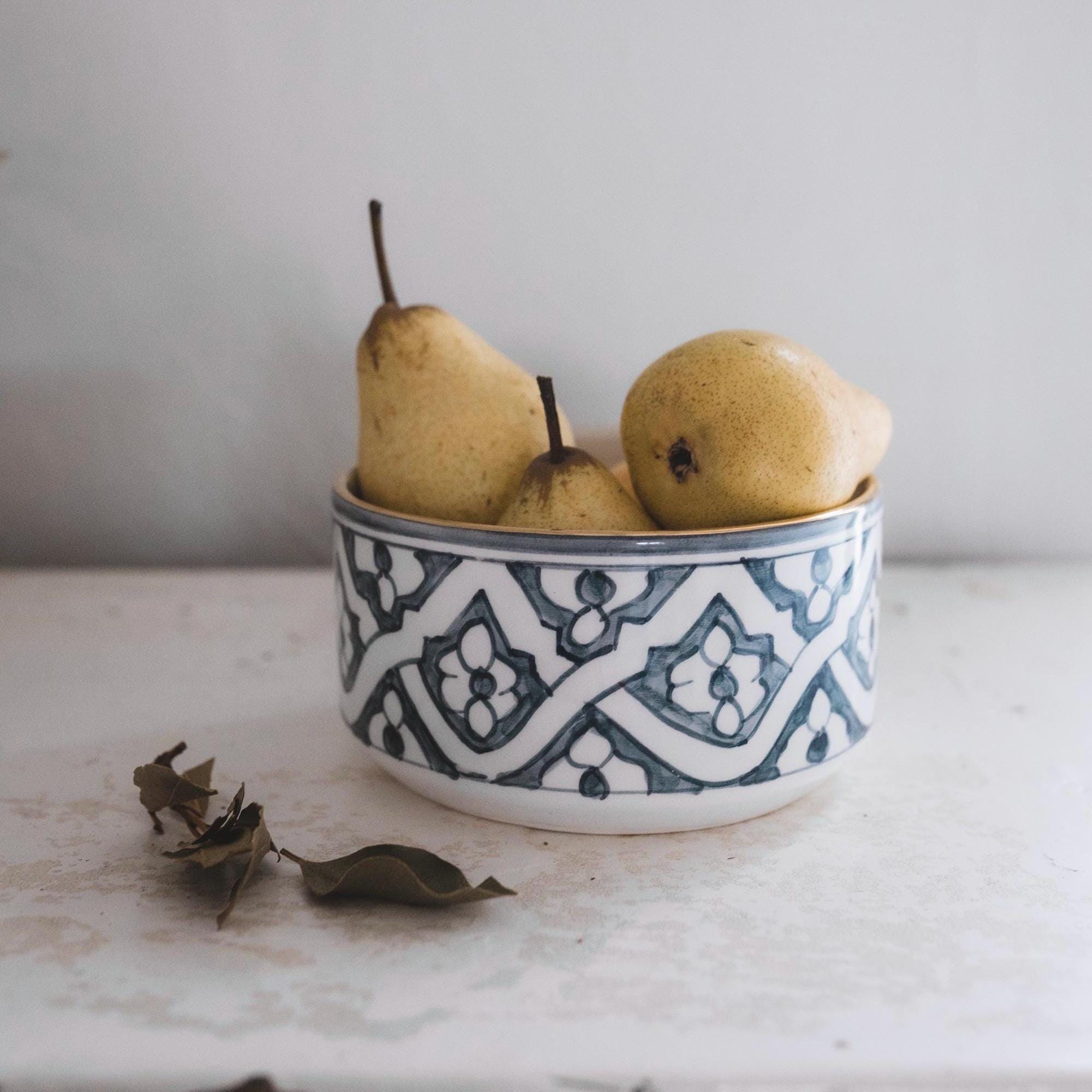 Moroccan Handmade Ceramic Small Round Bowl with Fassi Patterns/Bowl for nuts, cookies/Hand painted pottery/Unique gift/Souvenir of Morocco