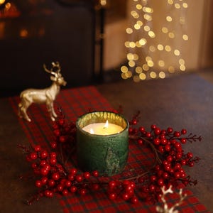 Tamegroute Ceramic Candle Triple Wick Orange Blossom Scent Artisan Green Moroccan Pottery Candle Vessel Gift For Art Lovers Unique Candle