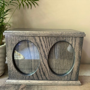 Companion Wooden Photo Cremation Urn – Oak Oval Picture Frame Double Urn