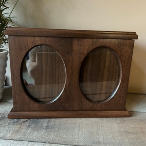 Companion Wooden Photo Cremation Urn – Walnut Oval Picture Frame Double Urn