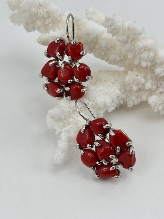 Mediterranean Coral earrings with 925 Silver setting.