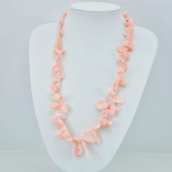 Necklace made of natural pink CORAL flakes from the Pacific Ocean and gold-plated 925 SILVER clasp