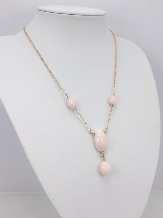 Necklace in natural pink CORAL from the Pacific Ocean and gold-plated 925 SILVER