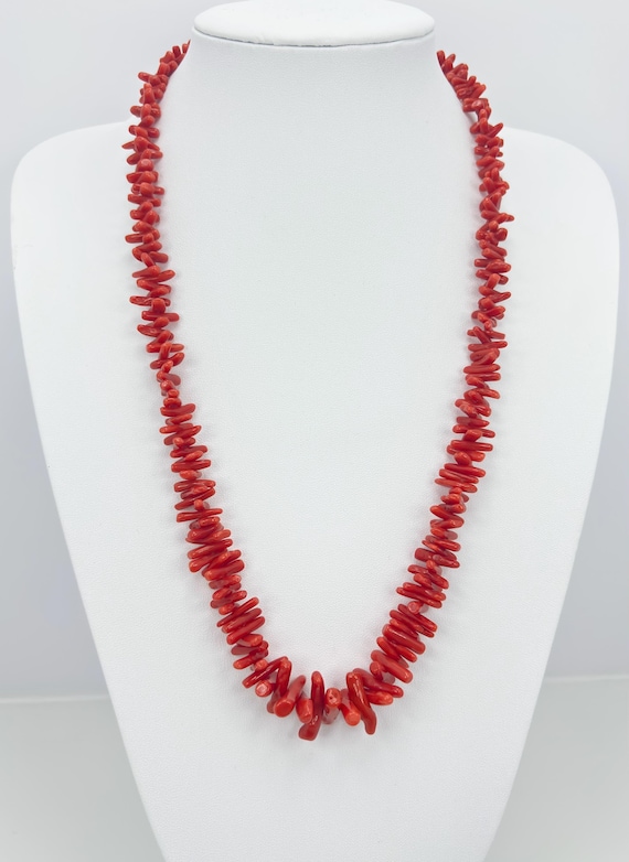 Necklace in natural red CORAL from the Mediterranean Sea and 925 SILVER clasp