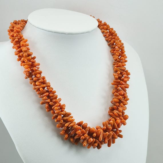 Sciacca coral necklace, Mediterranean coral, 925 gold plated silver,