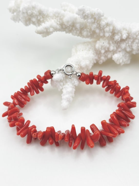 Bracelet in red CORAL from the Mediterranean Sea and 925 SILVER clasp