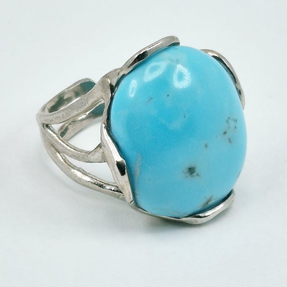 American Turquoise Ring, Arizona, 925 Silver, Italian Craftsmanship