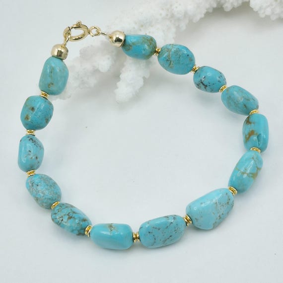 Bracelet made of American Turquoise stones from the mines of Arizona, clasp in 925 silver plated
