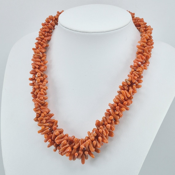 Sciacca coral necklace, Mediterranean coral, 925 gold-plated silver,