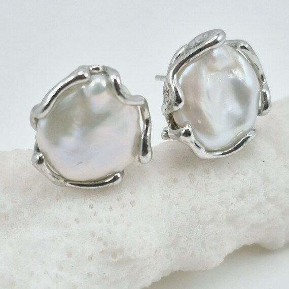 Baroque pearl earrings, 925 silver, Italian craftsmanship