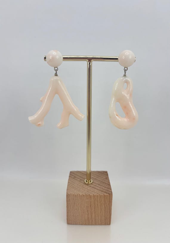 Stud earrings in pink CORAL from the Pacific Ocean set in 925 SILVER