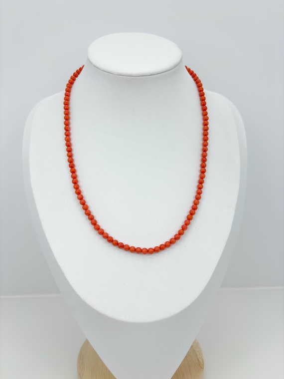 Necklace with top quality natural red CORAL beads from the Mediterranean Sea and gold-plated 925 SILVER clasp