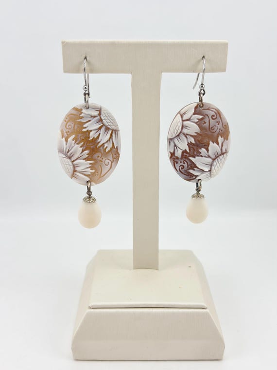 Sunflower cameo earrings