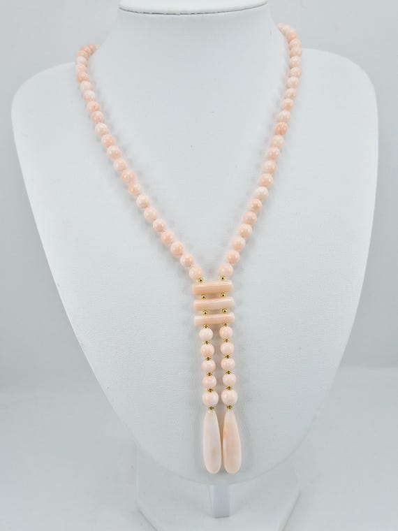 Pink coral necklace, gold-plated 925 silver.