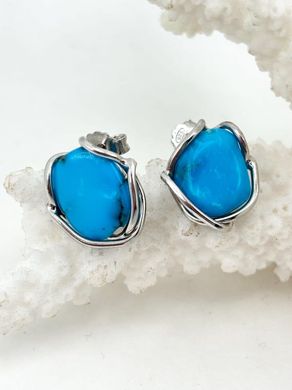 Stabilized TURQUOISE earrings from Arizona, set in 925 silver