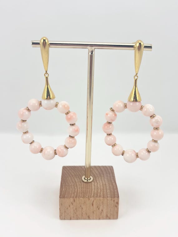 Earrings in natural pink CORAL from the Pacific Ocean, set in gold-plated 925 SILVER.