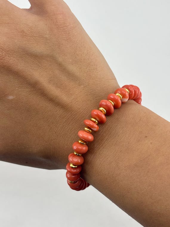 Bracelet in Cerasuolo CORAL rondelles from the Seas of Japan, clasp in gold-plated 925 silver