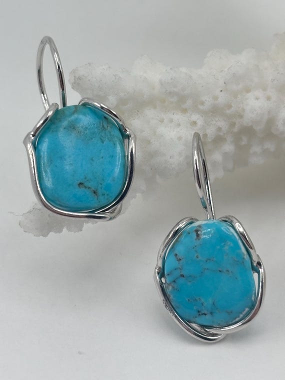 American stabilized TURQUOISE earrings with 925 SILVER setting