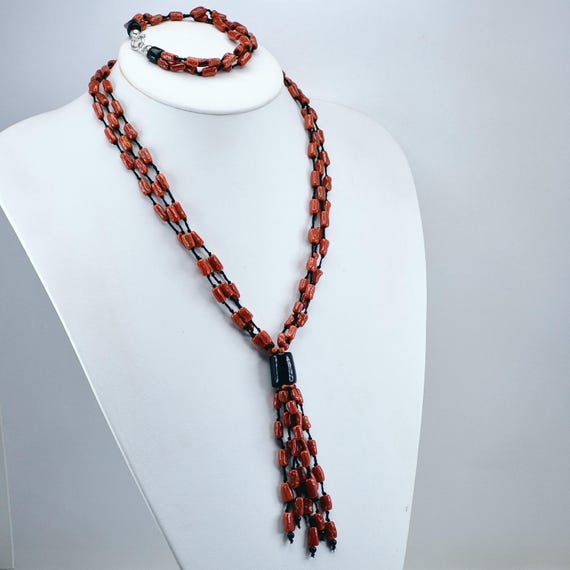 Necklace and bracelet in Corsican Coral, Mediterranean Coral, Italian craftsmanship