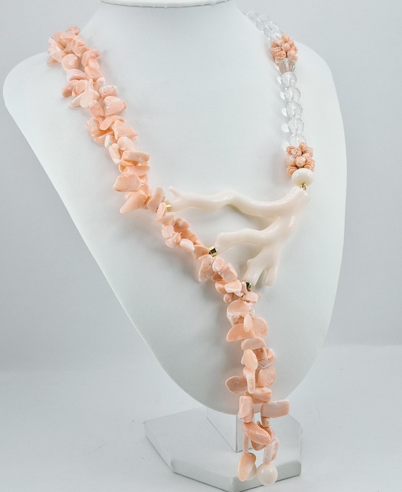 Pink coral and old-style cameo necklace, timeless necklace, hand-engraved cameo, 925 silver, Italian craftsmanship.
