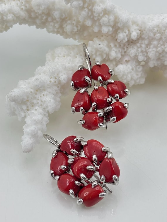 Mediterranean Coral earrings with 925 Silver setting.