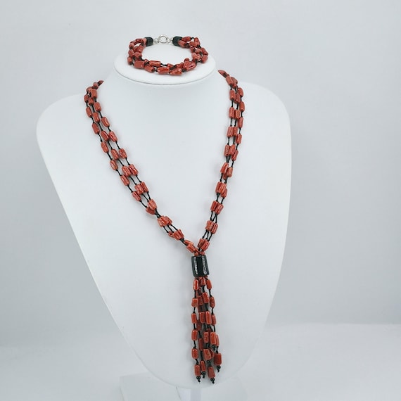 Corsican Coral Necklace and Bracelet, Mediterranean Coral, Italian Craftsmanship