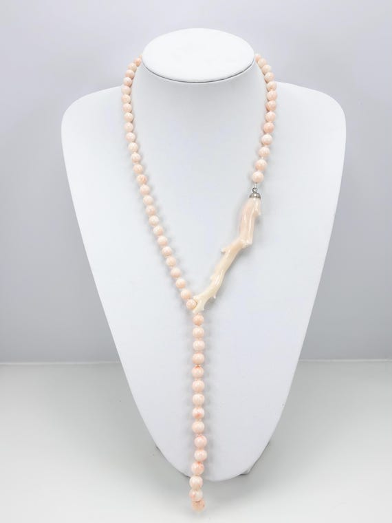 Necklace in natural pink CORAL from the Pacific Ocean and 925 SILVER clasp