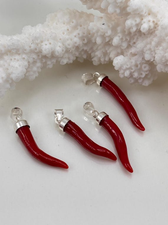 Horn in Mediterranean Coral and 925 Silver