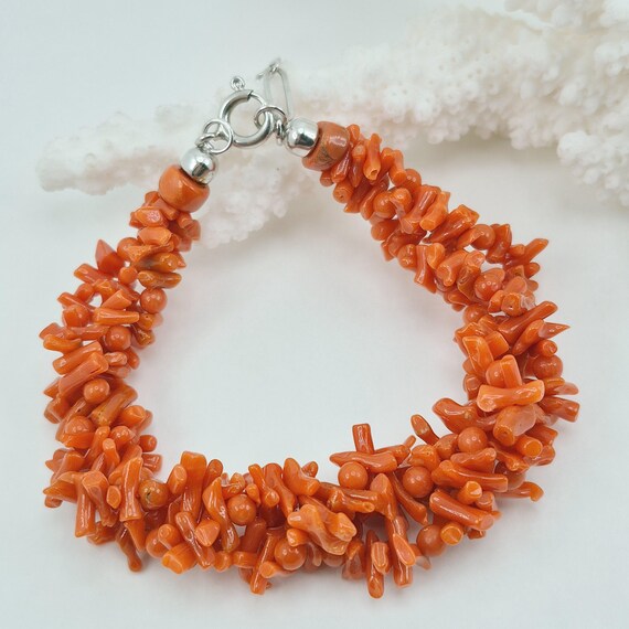 Mediterranean coral bracelet, 925 silver