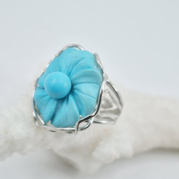 American turquoise ring from Arizona, 925 silver, Italian craftsmanship