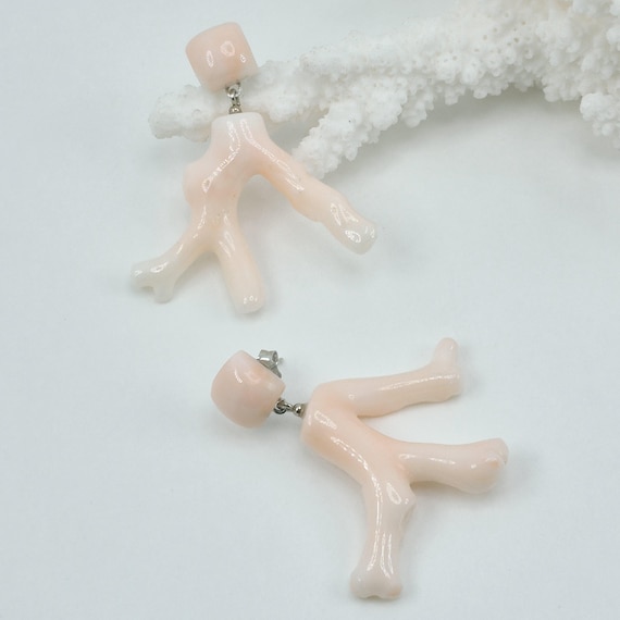 Pink coral earrings, 925 silver, Italian craftsmanship