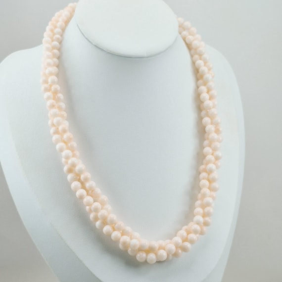 Necklace in pink coral spheres, 925 silver, Italian craftsmanship