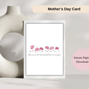 Muttertagskarte | Drucken Sie zu Hause GESCHENK | DIY | Meine Mutter, meine Blume | Liebe für Mama | Digitaler Download | Muttertagsfeier