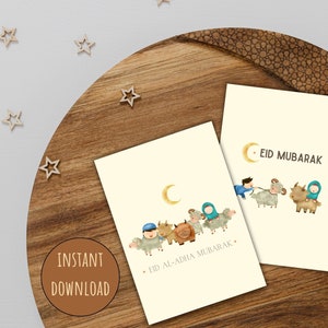 6 cartões EID Mubarak | Cartões EID aL-ADHA| Cartões islâmicos | Presente Islâmico | Cartões para impressão | Conjunto de 6 designs | Download instantâneo |