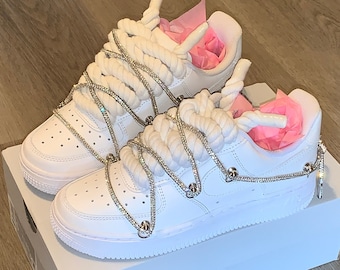 Custom Bling Air Force Ones, Rope Laces, AF1 Shoes