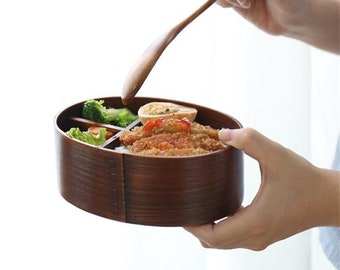 Elevate Your Lunch Experience with Wooden Japanese Bento Box: Perfect for School Kids and Picnics, Round and Square Lunch Boxes Available