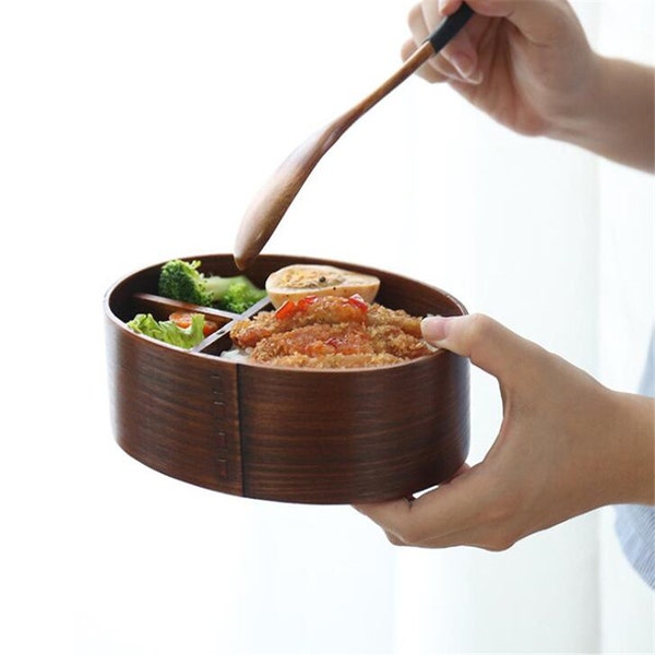 Elevate Your Lunch Experience with Wooden Japanese Bento Box: Perfect for School Kids and Picnics, Round and Square Lunch Boxes Available