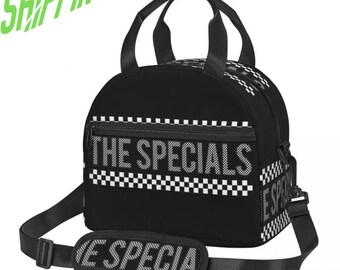 Checkered Ska Lunch Bag: Stylish Music-Themed Thermal Cooler for On-the-Go Dining! Perfect for Work, School, or Picnics