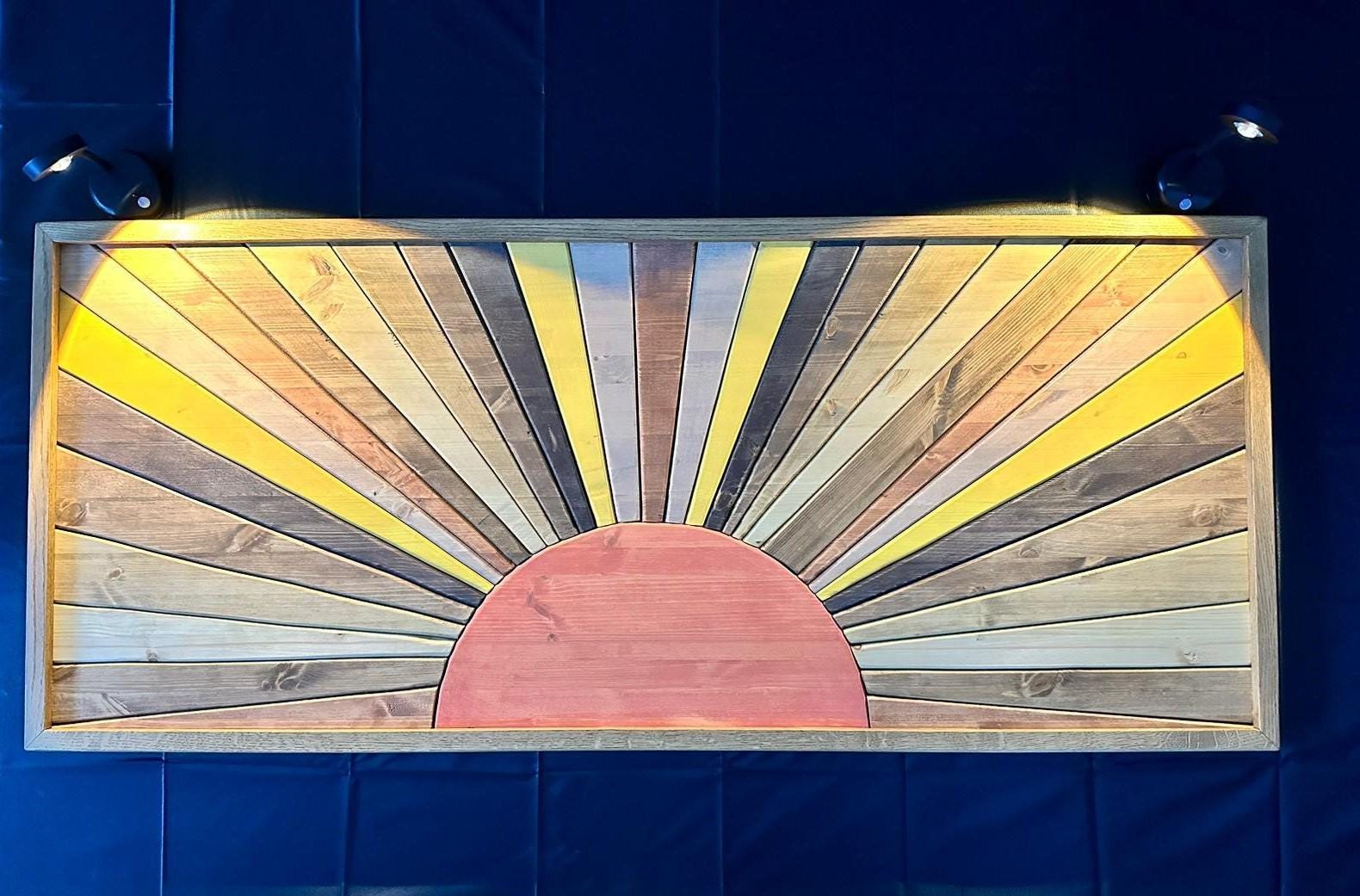 Rustic Panoramic Wooden Sun,wooden Long Sun,framed Wood Sun