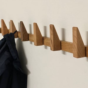 OAK Wall Hooks, Gift for Home,Wood Hooks with Bar,Entryway Organizer,Wooden Hanger,Coat Hook,Wall Decor,Decorative Wall Hooks,Wall Art