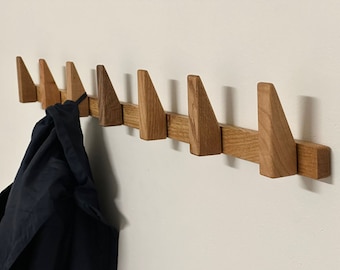 OAK Wall Hooks, Gift for Home,Wood Hooks with Bar,Entryway Organizer,Wooden Hanger,Coat Hook,Wall Decor,Decorative Wall Hooks,Wall Art