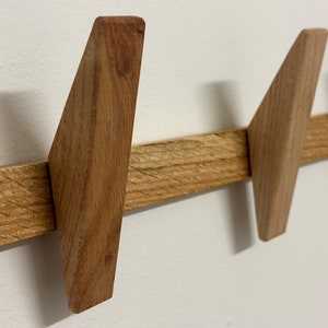 OAK Wall Hooks, Wood Hooks with Bar,Wall Decor,Entryway Organizer,Wood Wall Storage,Coat Hook,Decorative Wall Hooks,Home Decor Gift,Wall Art