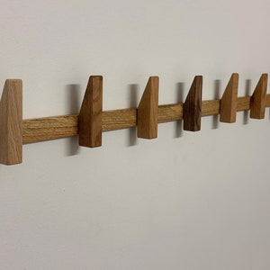 Wood Hooks with Bar, OAK Wall Hooks,Wall Decor,Entryway Organizer,Wood Wall Storage,Coat Hook,Decorative Wall Hooks,Gift For Home,Wall Art