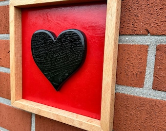 Wooden Heart, Christmas Gift, OAK Wood Heart, Love Sign, Gift for Lovers,Home Decor,Wall Art,Framed Wood Heart,Bedroom Decor,Valentines Gift