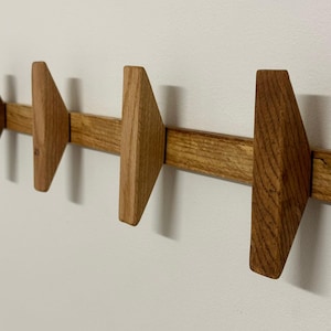 OAK Wall Hooks,Wood Hooks with Bar,Wooden Wall Decor,Entryway Organizer,Wooden Wall Storage,Coat Hook,Decorative Wall Hooks,Home Decor,Gift