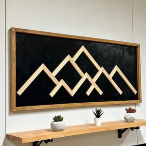 Geometric Mountains,Rustic Mountain Art,3D Mountain Wood Art,Wooden Mountain Decor,Home Decor,Bedroom Decor,Wood Peak Decor,Christmas Gift