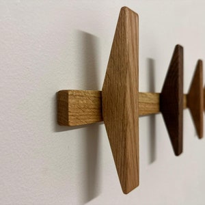 OAK Wall Hooks, Wood Hooks with Bar,Wall Decor,Entryway Organizer,Wood Wall Storage,Coat Hook,Decorative Wall Hooks,Home Decor Gift,Wall Art